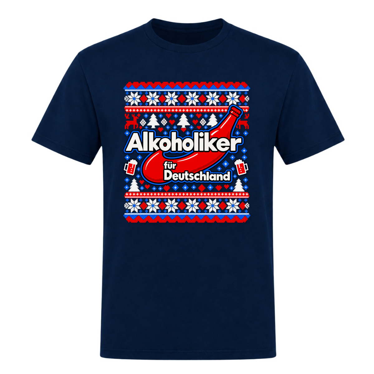 Alkoholiker Weinachten - T-Shirt - french navy