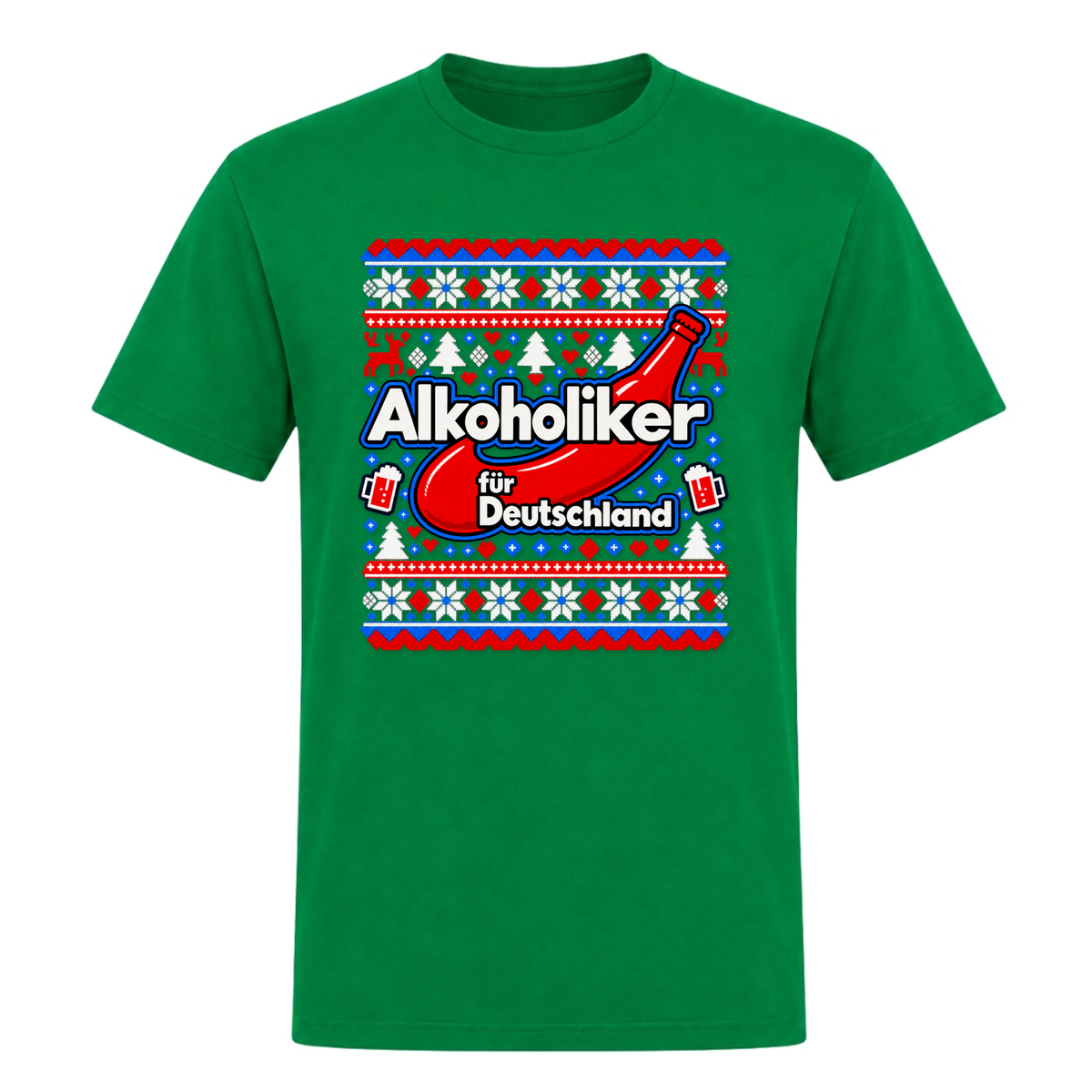 Alkoholiker Weinachten - T-Shirt - Kelly Green