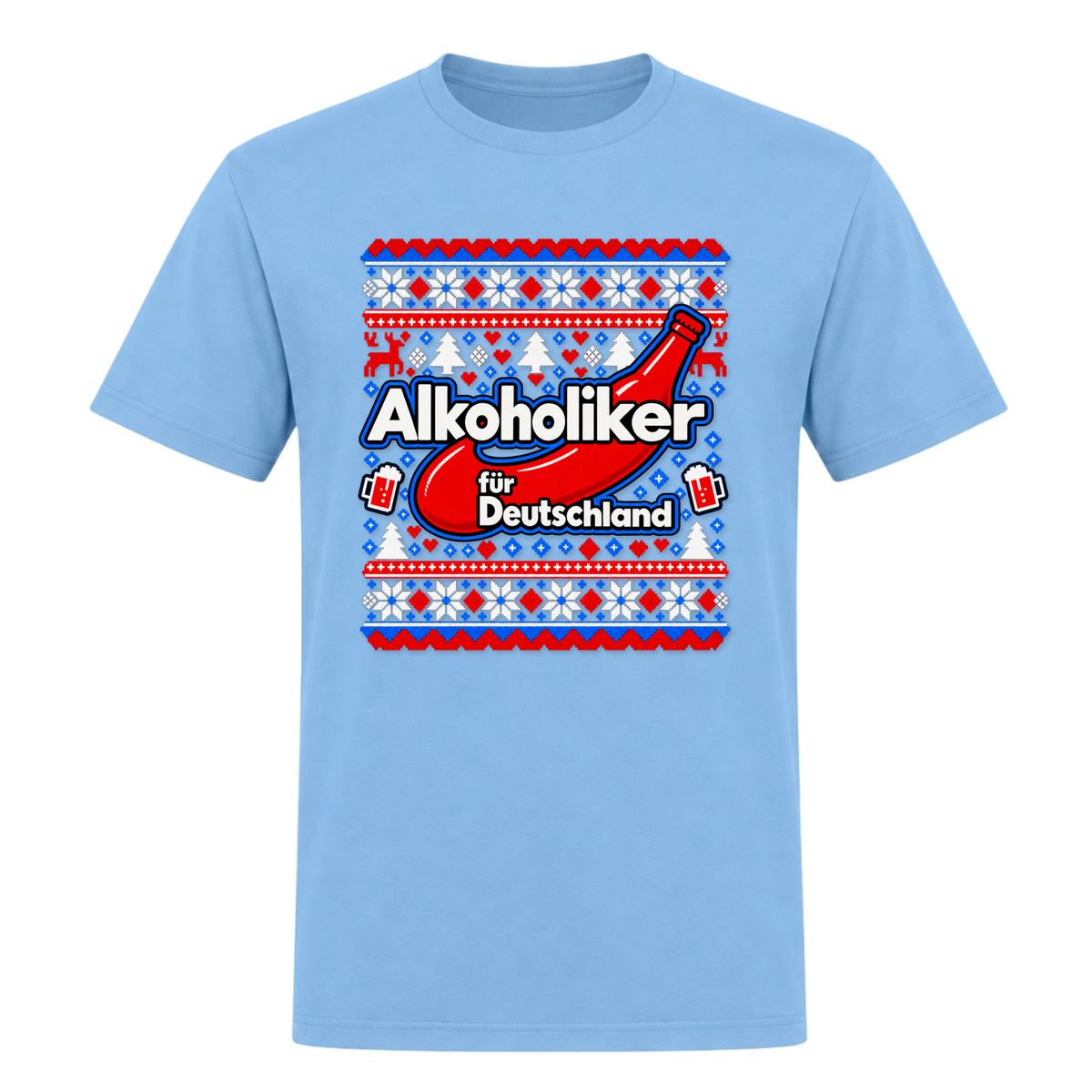 Alkoholiker Weinachten - T-Shirt - Sky Blue